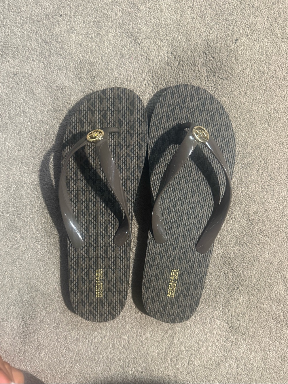 Michael Kors Dark Brown Logo Flip Flop Sandals